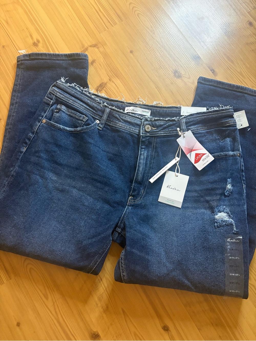 KanCan Navy Distressed Boyfriend Jeans
